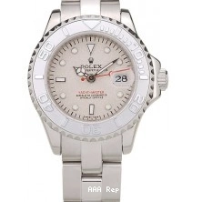 Aaa replica watch Master Rolex Beige Bezel Silver Dial Yacht 0608